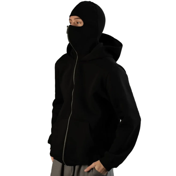 Hoody High Quality 450 Gsm Heavyweight Balaclava Hoodies Streetwear Custom logo Full Face Zip Hoodies Sweatshirts Manufacturer - 图片 3