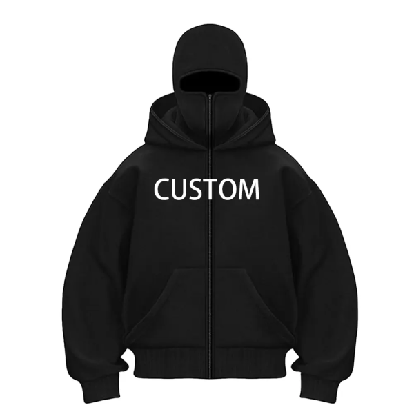 Hoody High Quality 450 Gsm Heavyweight Balaclava Hoodies Streetwear Custom logo Full Face Zip Hoodies Sweatshirts Manufacturer - 图片 5