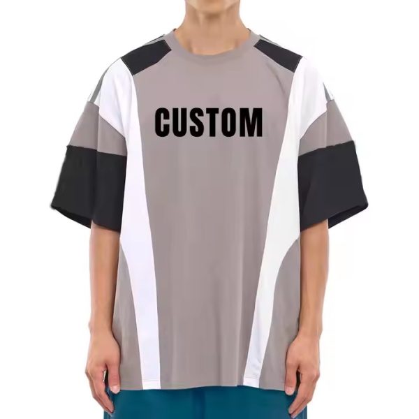 Hoody Custom Design Mens Crew Neck T Shirts Stitched Contrast Color Streetwear Tee Shirts Oversized Custom logo T Shirt Manufacturer