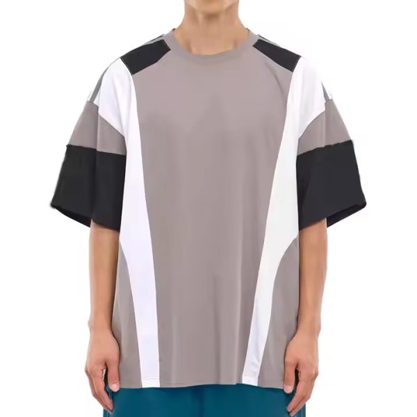 Hoody Custom Design Mens Crew Neck T Shirts Stitched Contrast Color Streetwear Tee Shirts Oversized Custom logo T Shirt Manufacturer - 图片 2