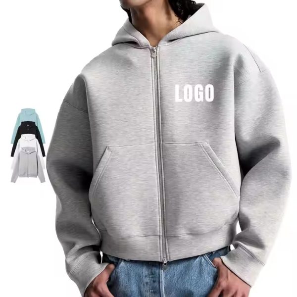 Hoody Thick Pullover Blank Zip up Hoodies Sweatshirts Cropped Heavyweight Boxy Zip Hoodie High Quality Custom logo Hoodies Factory